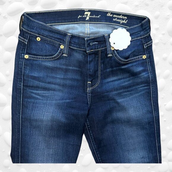 7 For All Mankind "The Modern Straight" Leg Ankle Jeans Stretch Size 25" - Picture 2 of 7